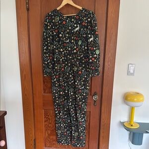 Samantha Pleet Empress Jumpsuit Black Illuminated Floral Print Jumpsuit Size 12